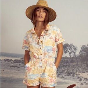 Billabong X‎ Wrangler Cali yellow multi Sun floral Romper short coverall size S
